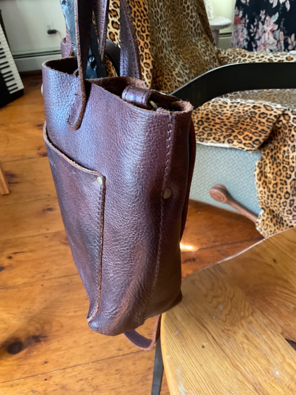 Portland leather goods MINI CROSSBODY TOTE in Nutmeg - Picture 12 of 13